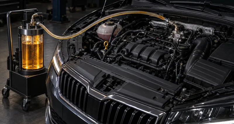 Промывка топливной системы двигателя 2.0 TSI Skoda Superb III промывочной станцией